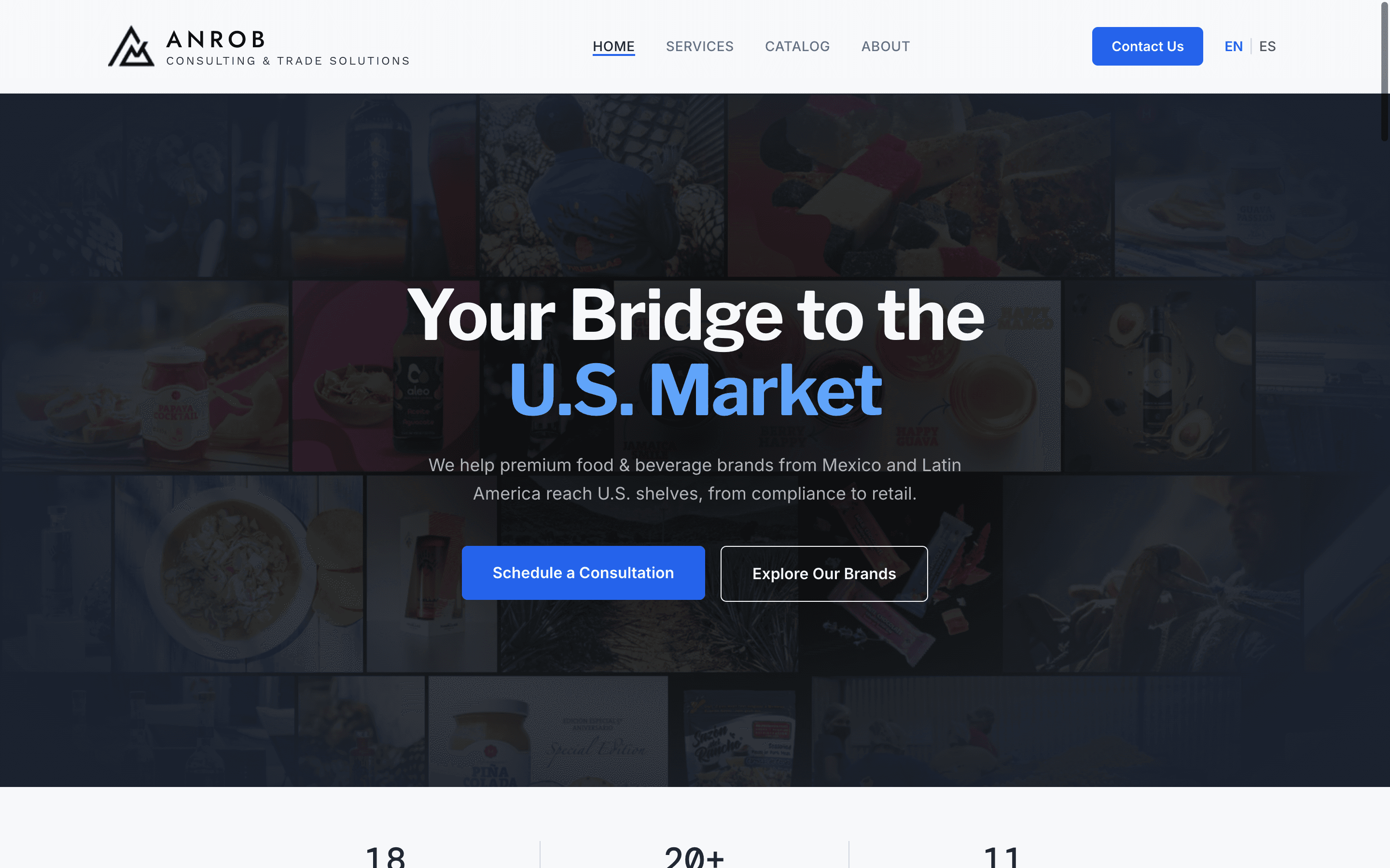 Screenshot of Anrob Trade Solutions website