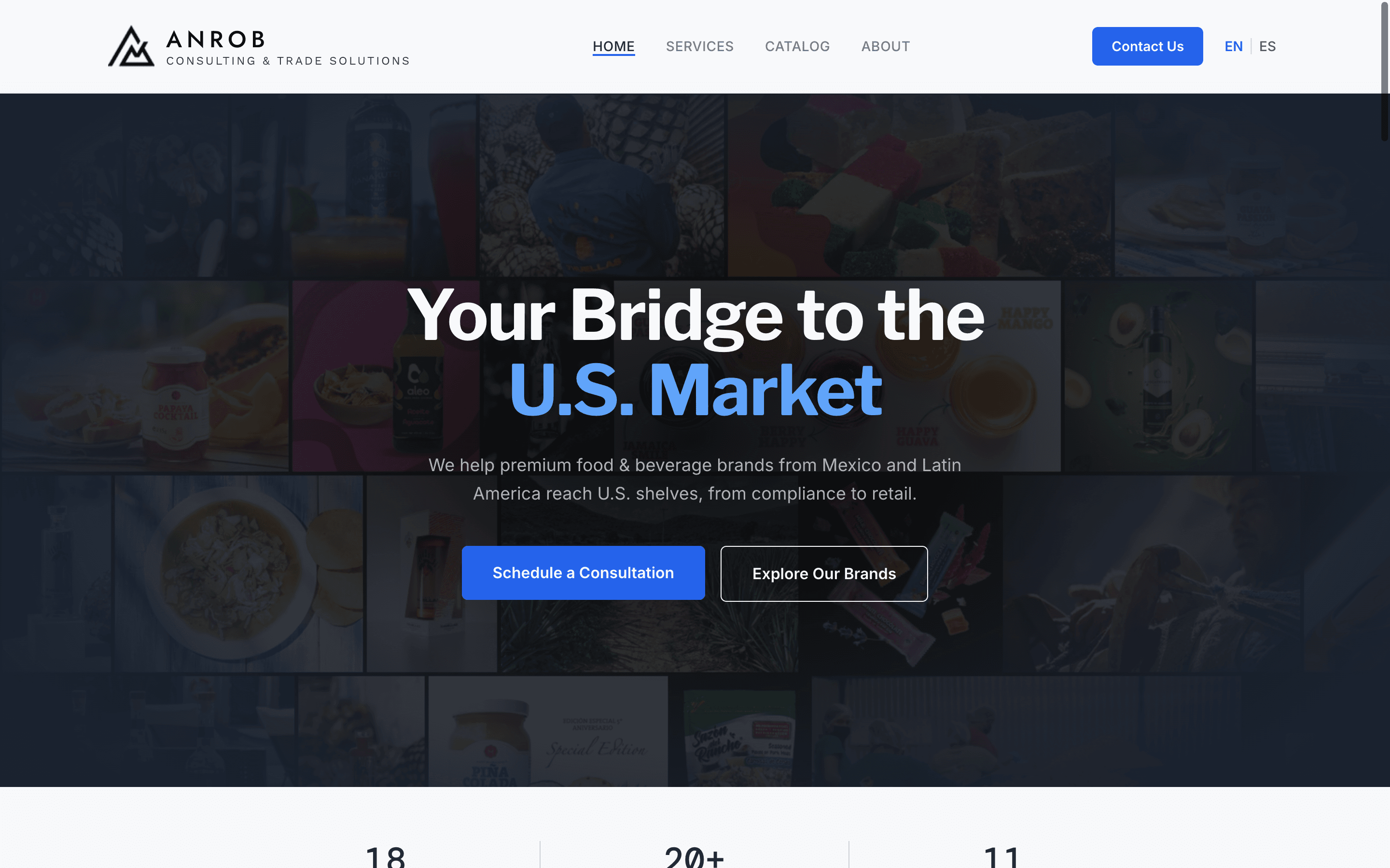 Screenshot of Anrob Trade Solutions website